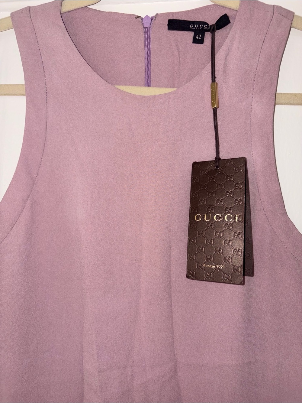 Gucci Silk Mauve Sleeveless Mini Dress
